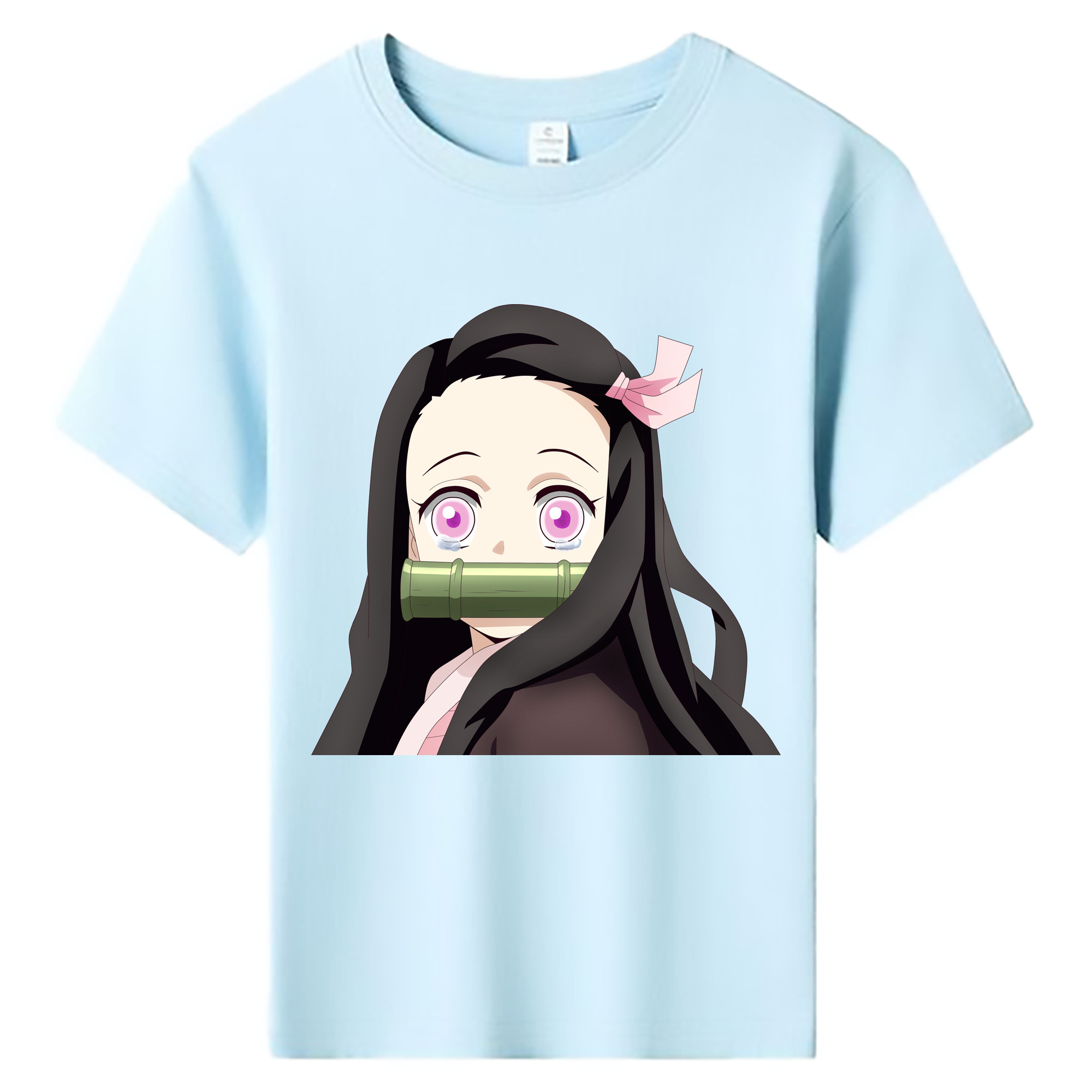 （画像用） 鬼滅の刃（きめつのやいば）竈門 禰󠄀豆子／かまど ねずこ Kamado Nezuko 綿100％キッズTシャツ（フロントプリント）